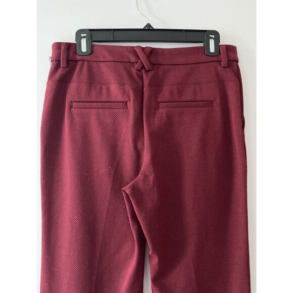 Anthropologie The Essential Trouser Red Black Textured Stripe Bootcut Pockets 6 - Picture 9 of 11